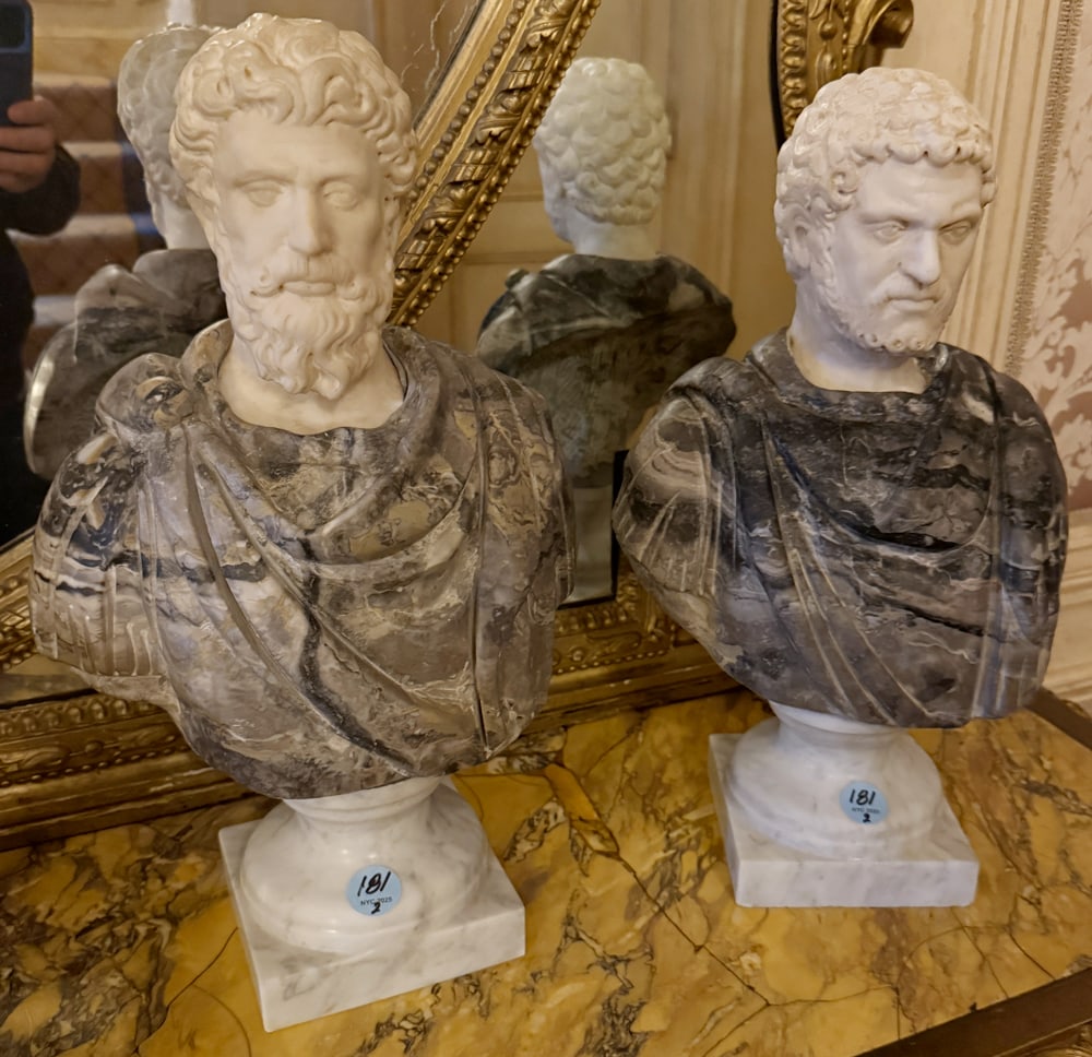 PAIR OF MARBLE BUSTS OF PHILOSOPHERS (1 of 1)