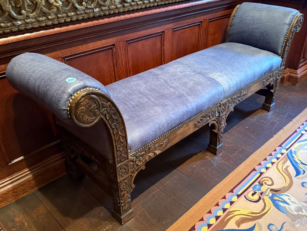 GEORGE III STYLE STAINED OAK WINDOW BENCH (1 of 3)