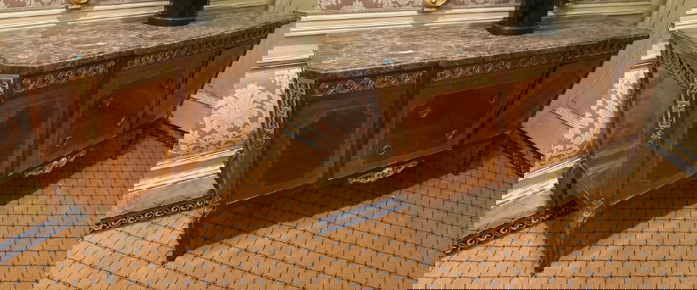 PAIR OF FRENCH LOUIS XVI-STYLE MARBLE-TOP CONSOLES (1 of 3)