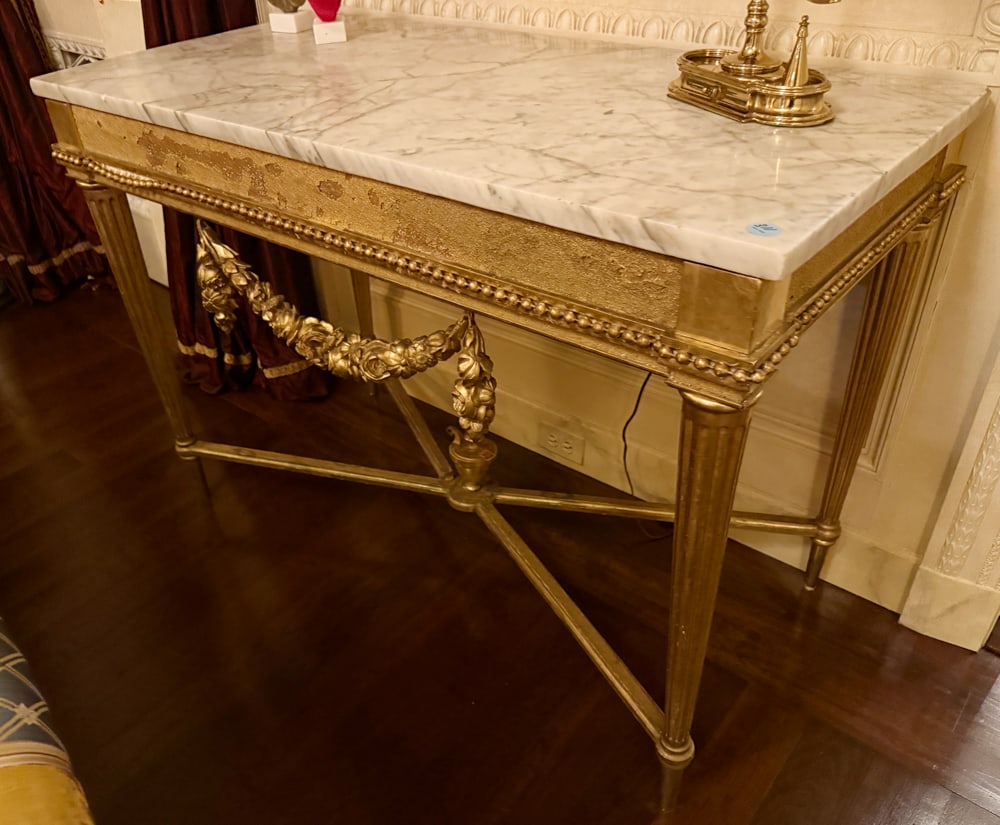 LOUIS XVI STYLE GILTWOOD MARBLE TOP CONSOLE (1 of 3)