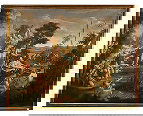 OLD MASTER STYLE OIL ON CANVAS, DIANA THE HUNTER: OIL ON CANVAS IN GILT FRAME - Diana the Huntress, Old Master-style, 44 1/2" x 60 1/2", framed 48" x 64".