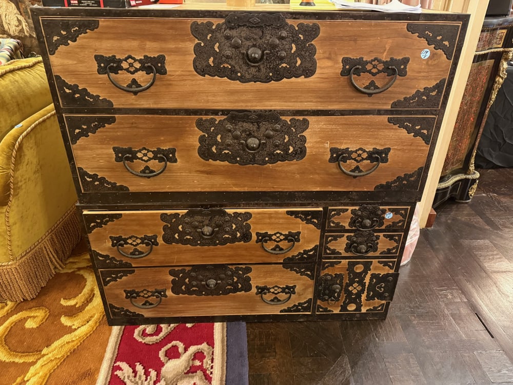 JAPANESE TANSU CHEST: JAPANESE TANSU CHEST, 46" H x 45" W x 18" D.