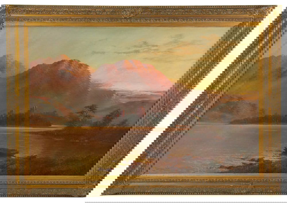 Campbell Scott, Scotland Mountain Scene, Oil on Canvas: Campbell Scott (1930-2013), Scotland mountain scene, oil on canvas, signed L/L, 24" x 36", framed 30" x 42". Provenance: Newton, Massachusetts collection.