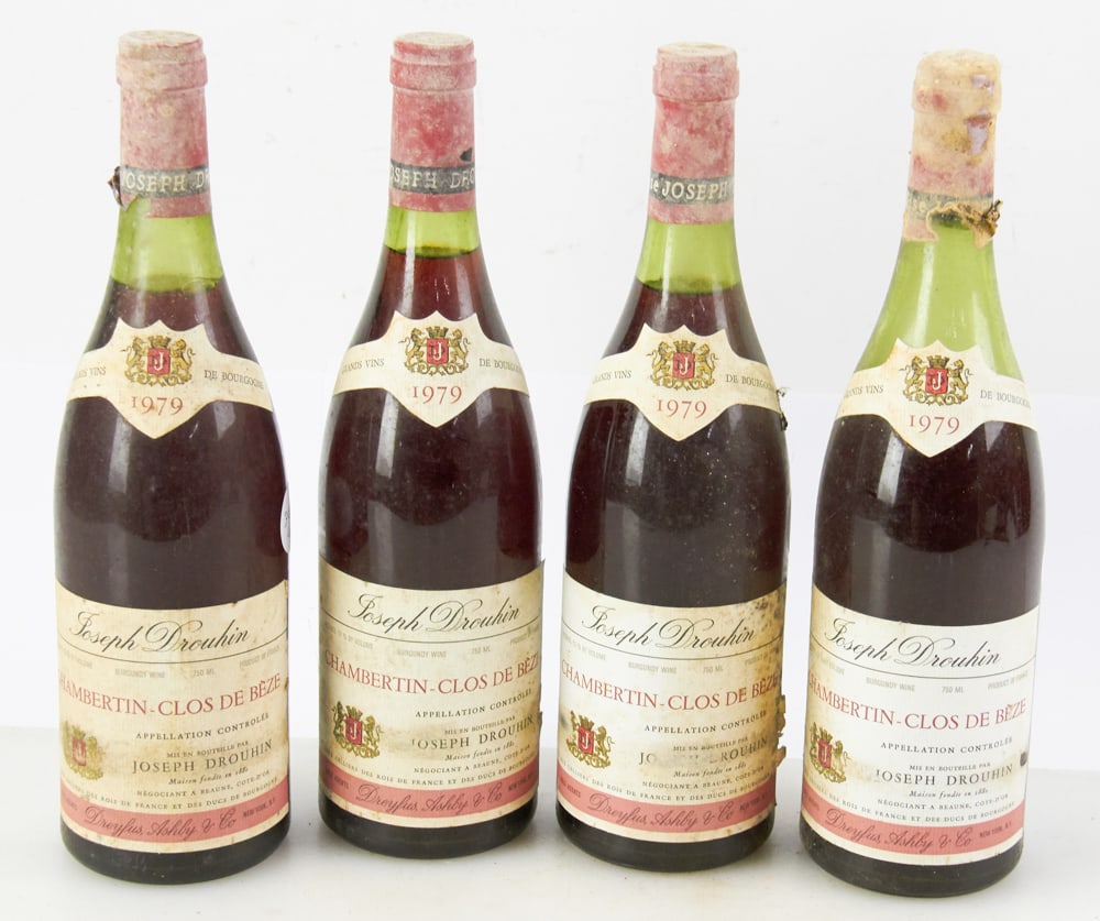 1979 Chambertin-Clos de Beze Grand Vin Burgundy: 1979 Chambertin-Clos de Beze Grand Vin Burgundy, 750ml, four (4) bottles. Stored in wine cellar Provenance: South Hamilton Massachusetts collection.