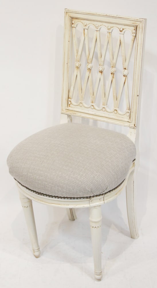 Neoclassical-style Painted Chair: Neoclassical-style painted chair, 36" H x 17" W x 17" D. Provenance: Brookline, Massachusetts collection.