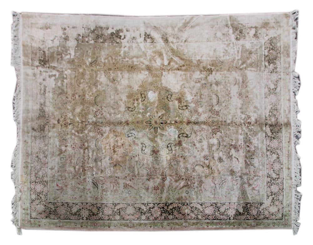 Fine Sino-Tabriz Rug with Silk: Fine Sino-Tabriz rug with silk, 10' 3" x 7' 11", good condition, some discoloration. Provenance: Palm Beach, Florida estate.
