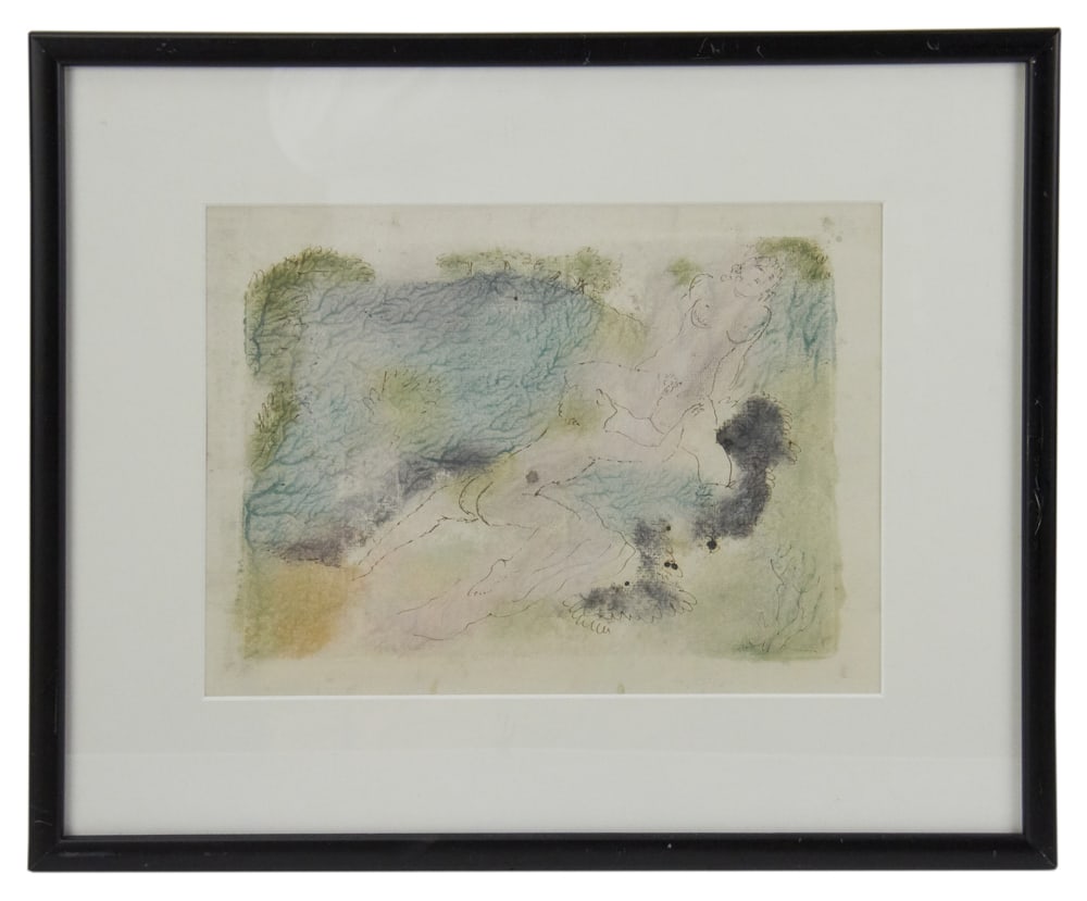 Konrad Cramer, Couple, Watercolor and Ink: Konrad Cramer, couple, watercolor and ink, 8 1/2" x 11 1/2", framed 14" x 17". Provenance: Northwood, Florida collection.