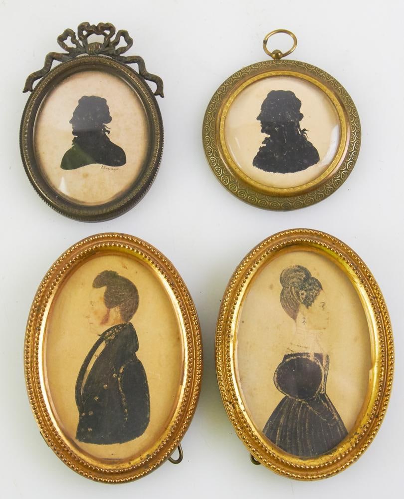 C1830 Pair of Miniature Portraits, with Two Silhouettes (1 of 13)