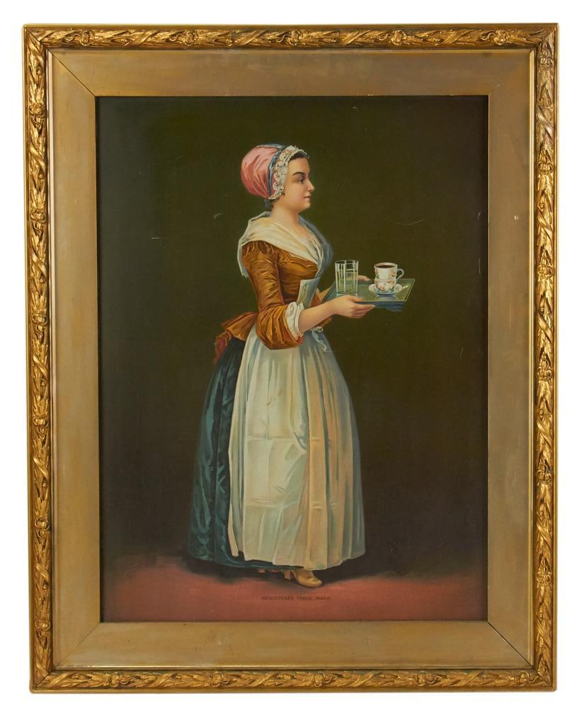 Framed Vintage Trade Sign "The Chocolate Girl" (1 of 9)