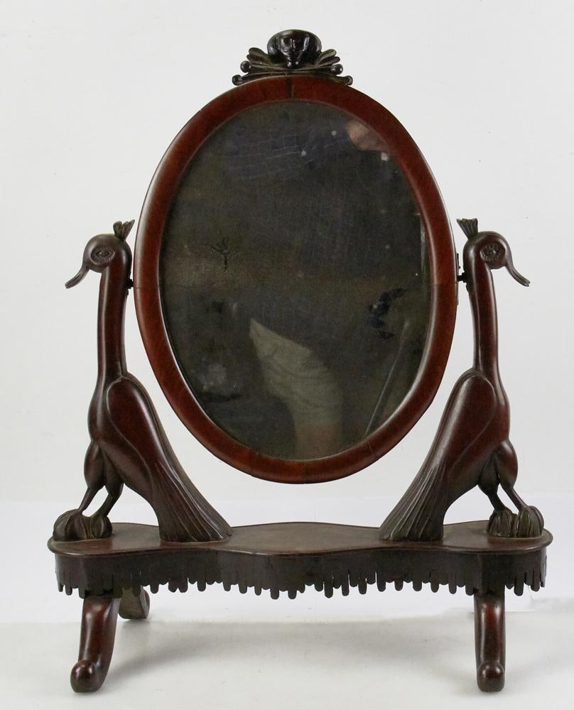 19thC Mahogany Footed Dresser Mirror (1 of 7)