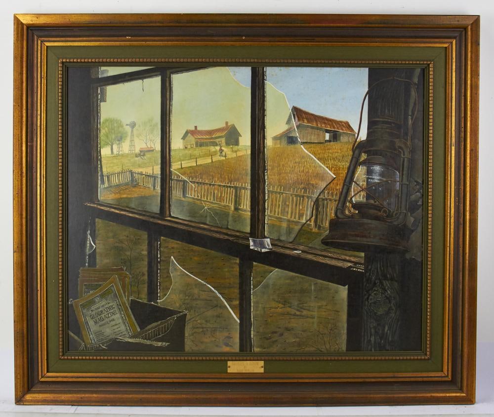 Billy Morgan, Broken Window, Oil on Canvas: Billy Morgan, broken window, oil on canvas, 24" x 30", framed 32" x 38". Provenance: Estate of Dalia Zikas, Melrose, Massachusetts.