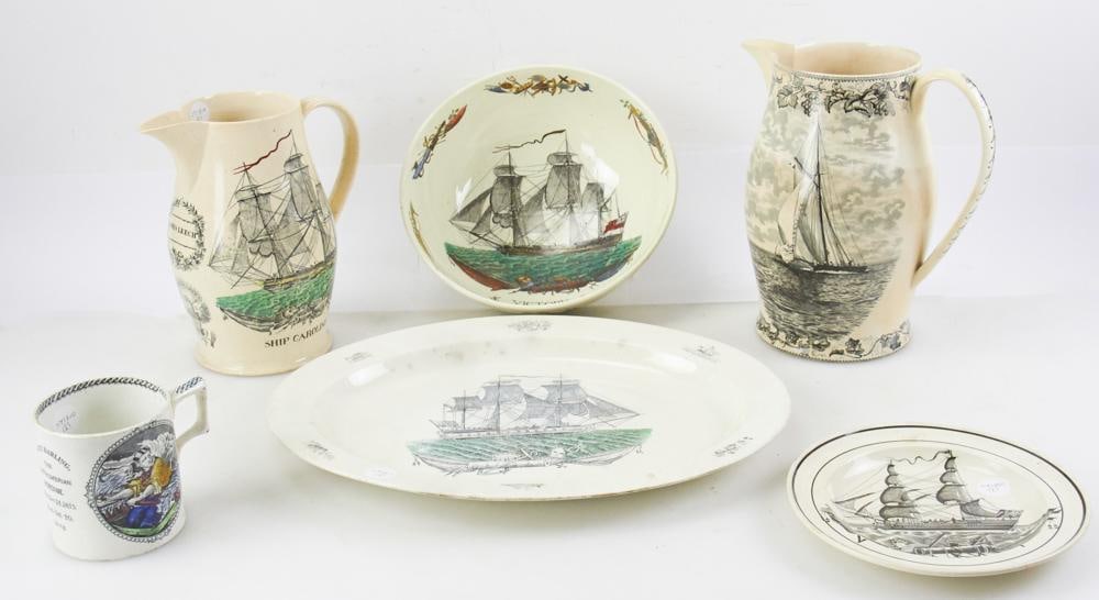 Collection of 19thC Nautical Themed Creamware (1 of 17)