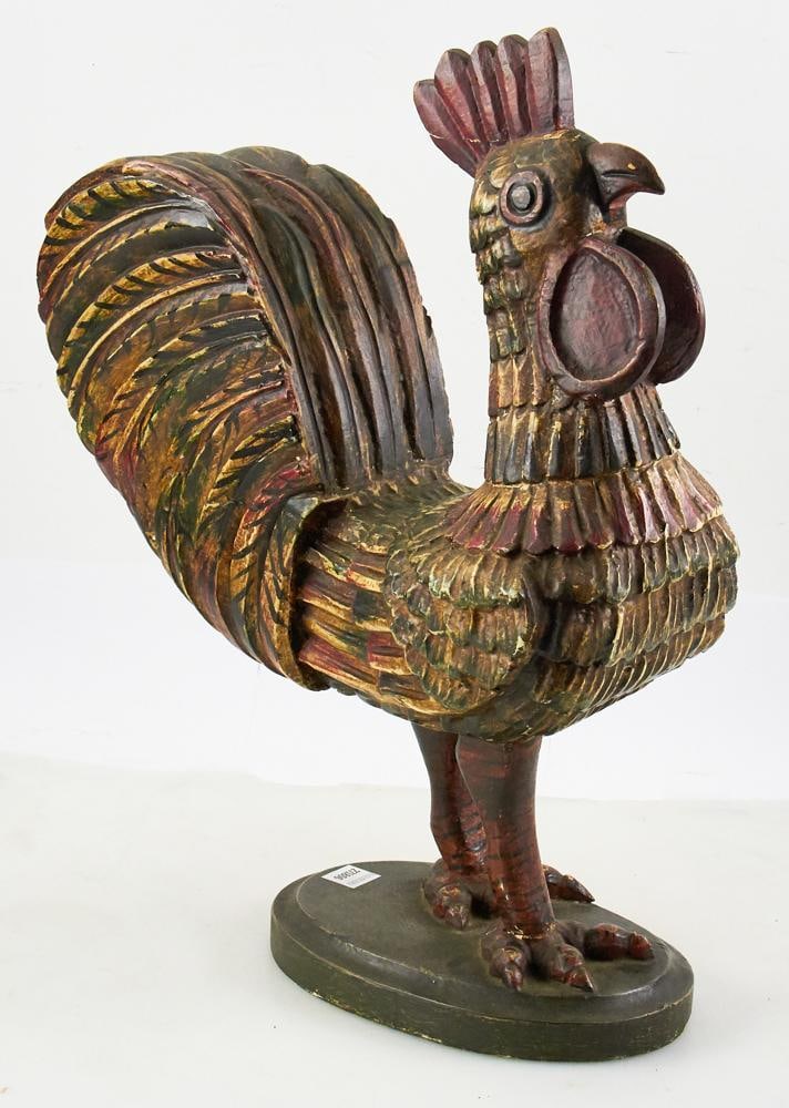 Hand-carved and Polychrome Folk Art Rooster (1 of 9)