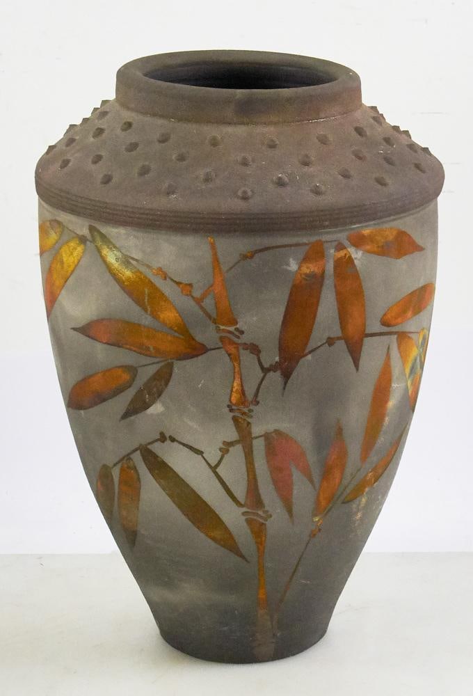 Studio Art Pottery Vessel with Leaf Decoration (1 of 12)