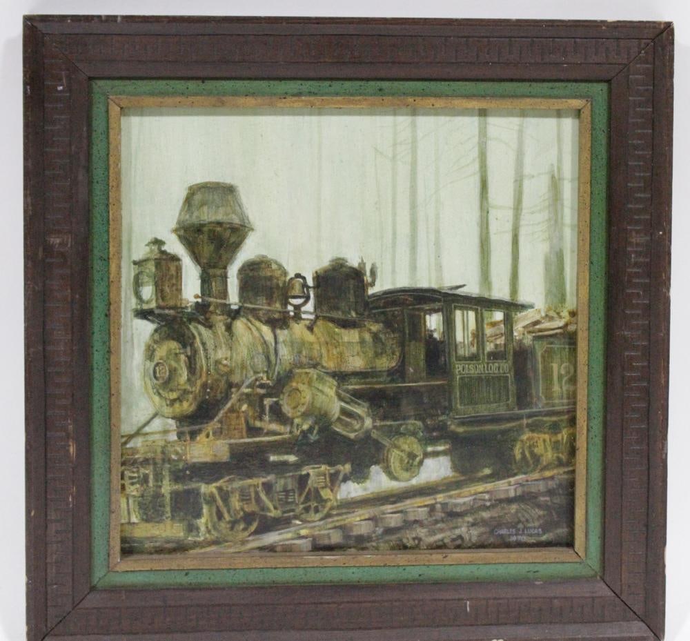 Charles J. Lucas, Engine of Logging Train, Oil on Canvas (1 of 1)