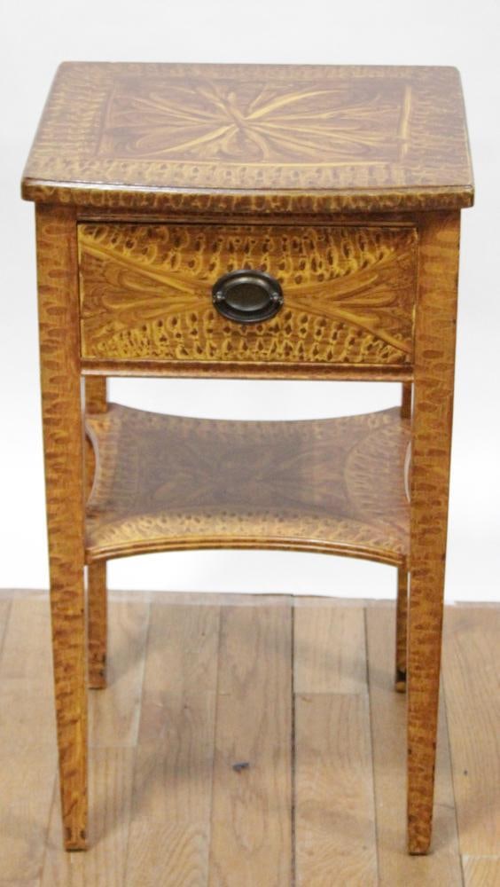 Paint-decorated Side Table with Lower Shelf (1 of 7)
