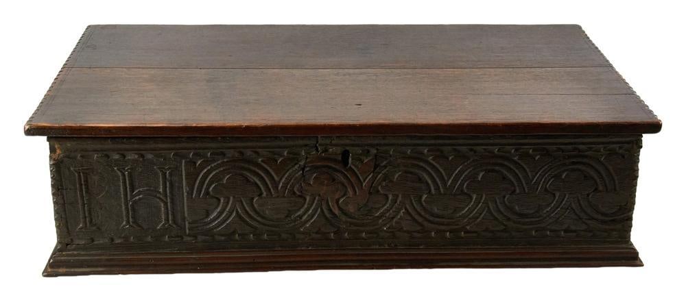 18th/19thC English Carved Oak Document Box (1 of 6)