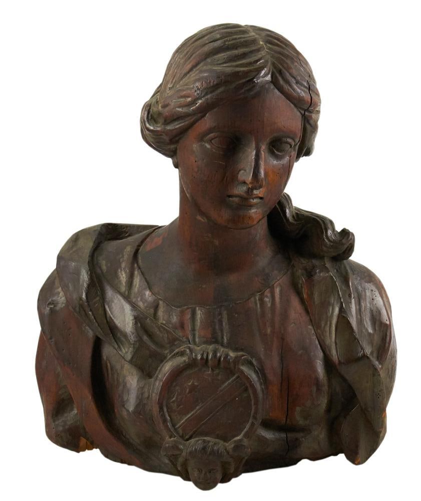 19thC American Carved Wood Ship's Figurehead (1 of 10)