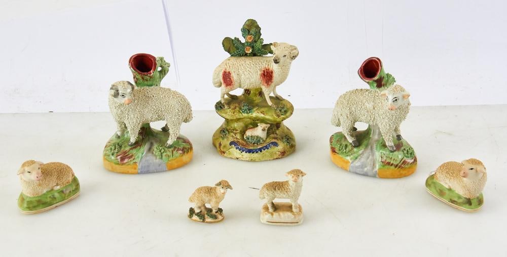 Collection of Early 19thC Staffordshire Lambs (1 of 1)