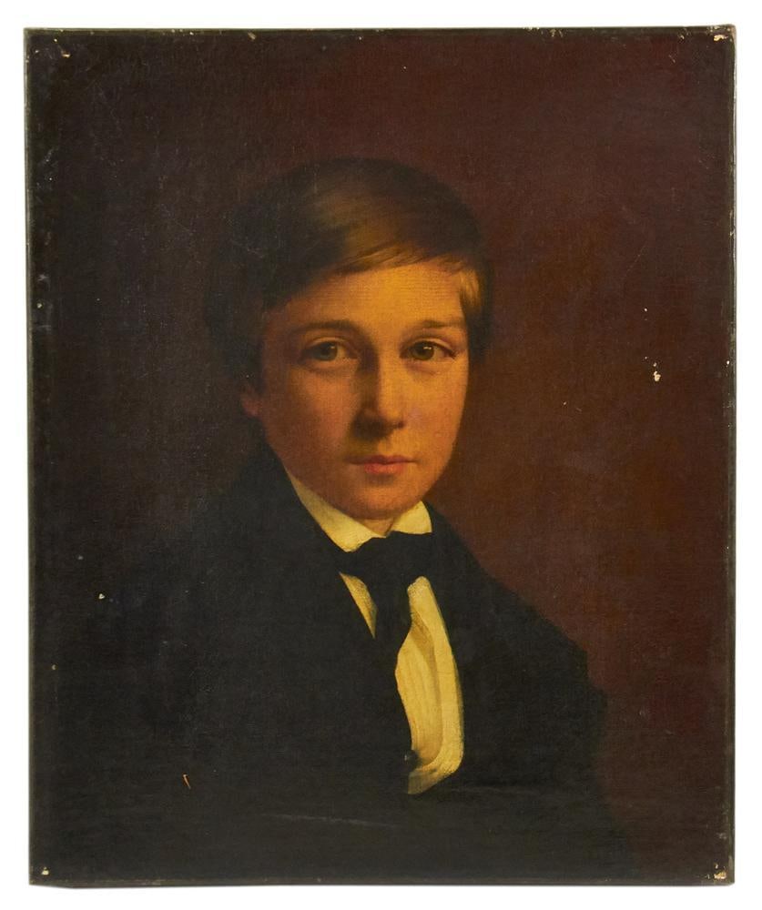 Silas Martin, Portrait of Boy, 19thC: Silas Martin, portrait of boy, 19th century, oil on canvas, 17" x 14" unframed. Provenance: Estate of Dalia Zikas, Melrose, Massachusetts.