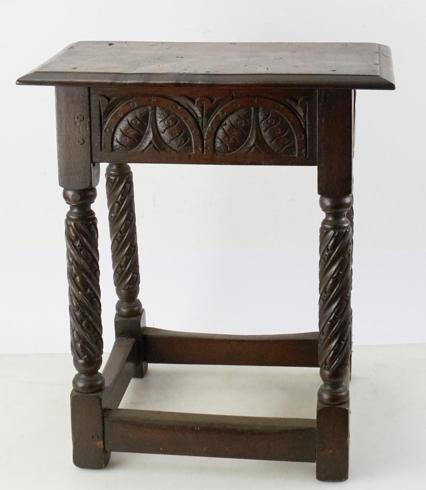 18th/19thC English Carved Oak Joint Stool (1 of 6)