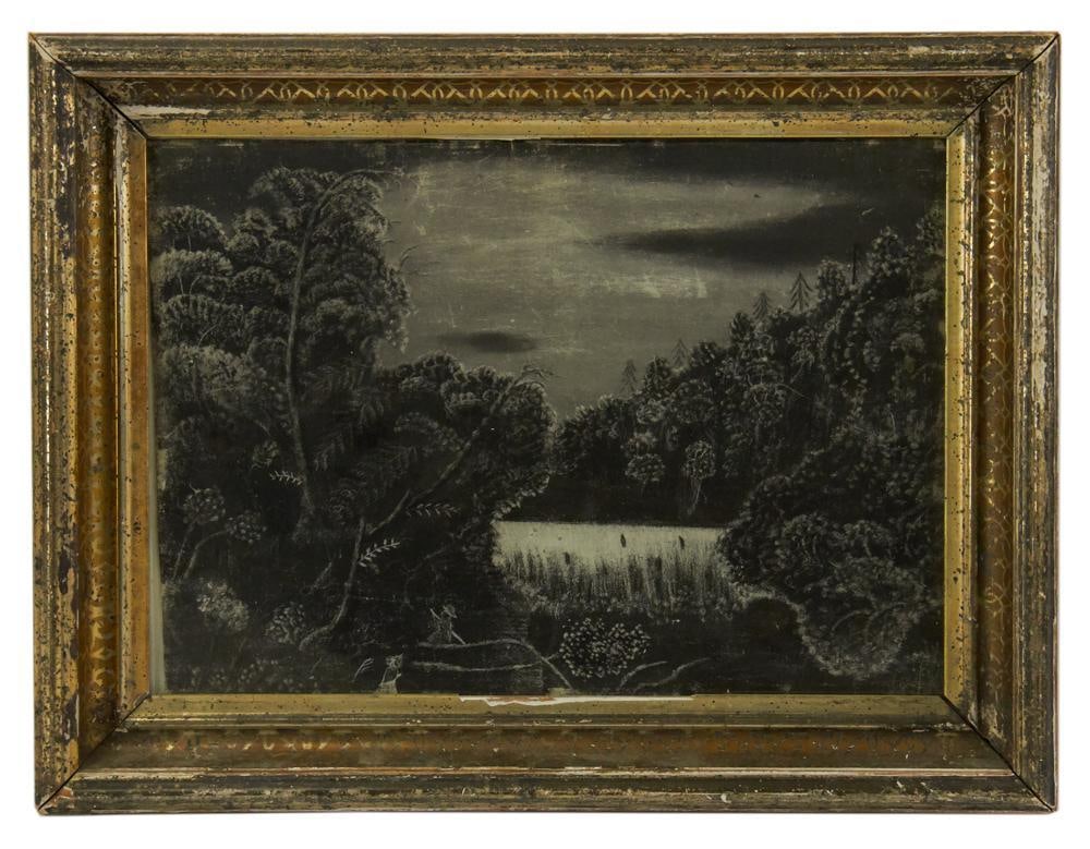 19thC American Hudson River Sandpaper/Charcoal Drawing (1 of 7)