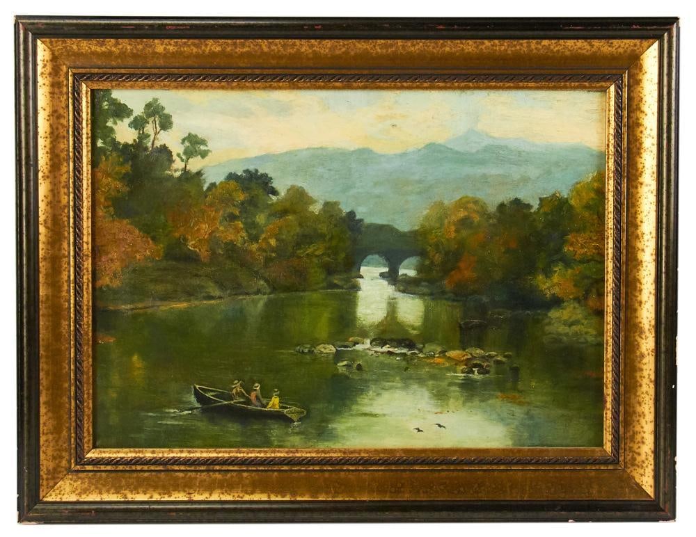 19thC River Scene with Women in Rowboat (1 of 8)