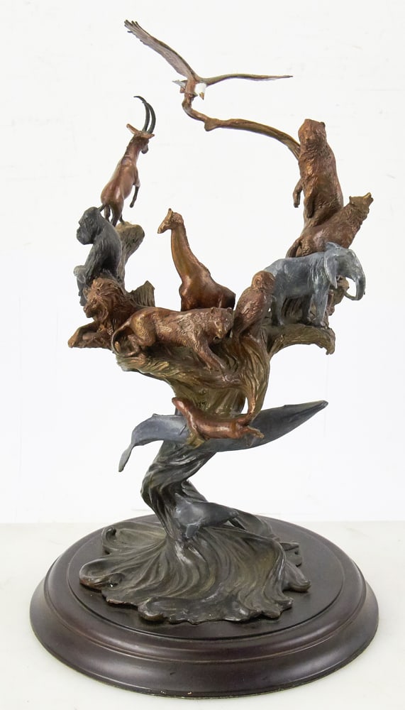 Vintage Patinated Bronze Sculpture, Guardians of the World (1 of 12)