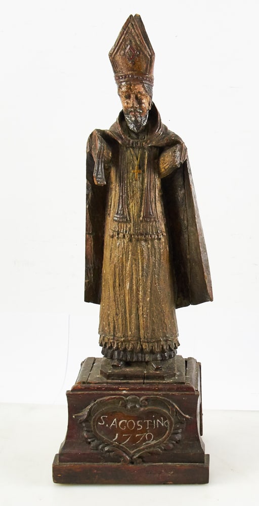 18thC Carved St. Augustine (1 of 12)