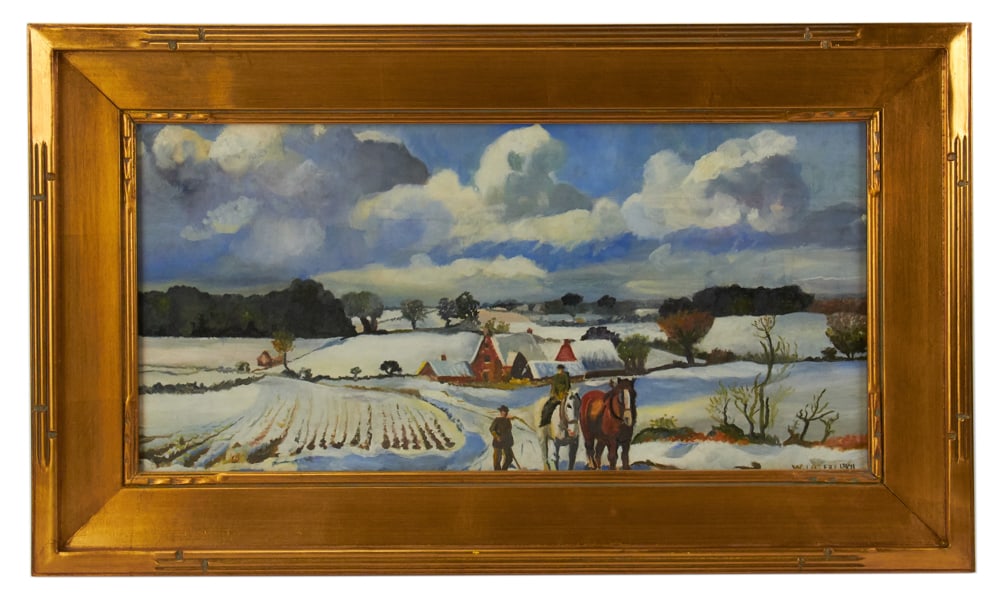 W. Lasery, Winter Farm Scene, Oil on Board (1 of 9)