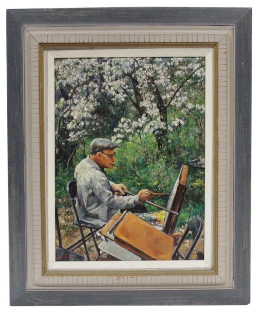 Rosario Gerbino, Self-Portrait, Oil on Board: Rosario Gerbino (New York artist, 1900-1972), self-portrait, oil on board, 18" x 14", framed 23" x 19". Provenance: Estate of Dalia Zikas, Melrose, Massachusetts.