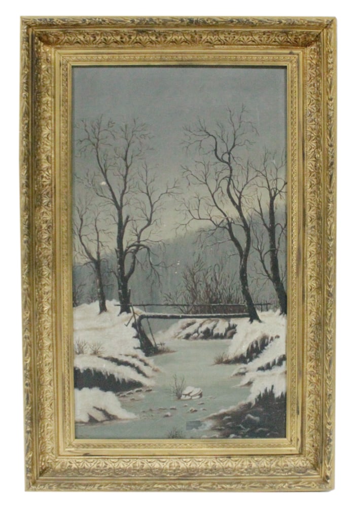 19thC, Winter Landscape, Oil on Canvas (1 of 2)