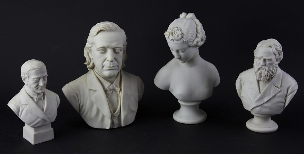 Parian Ware Bust of Woman, Three Busts of Gentlemen (1 of 11)