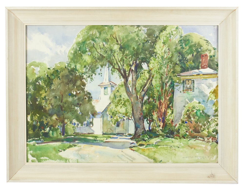 William Lester Stevens, Town Church, Watercolor (1 of 8)