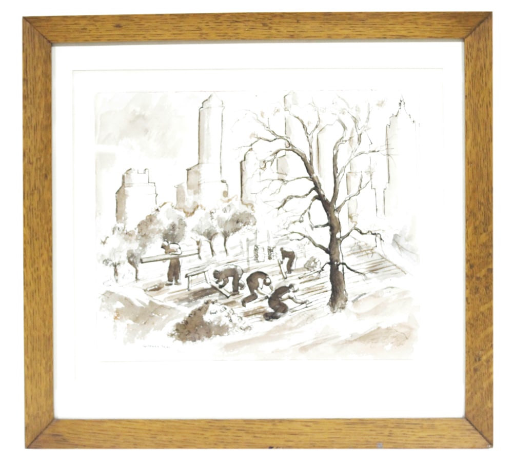 In the Manner of Gifford Beal, City Scape with Construction Workers (1 of 2)