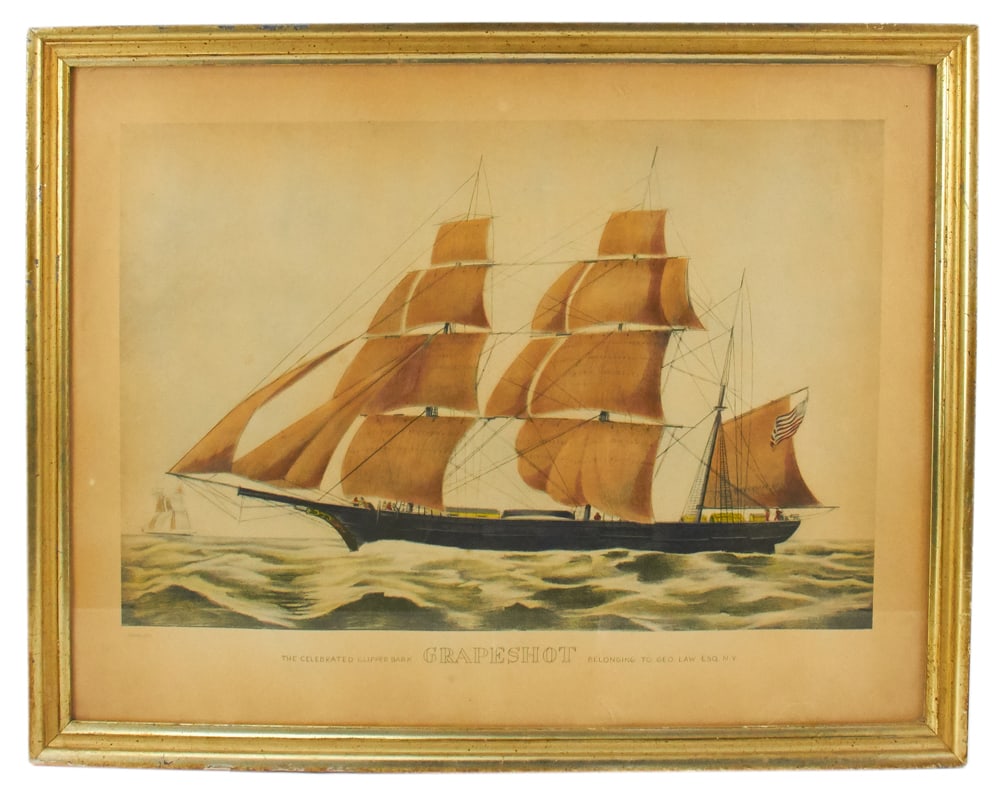 Currier and Ives, Ship "Grapeshot", Hand-colored Print (1 of 9)