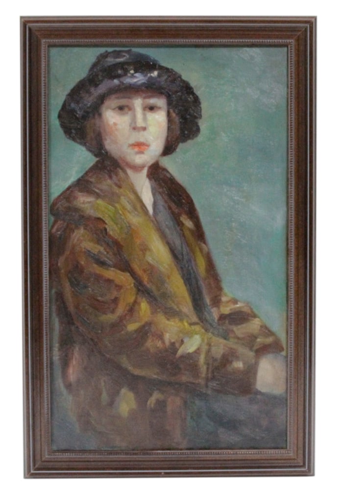 Charles Meurer, Woman in Cloche Hat, Oil on Canvas: Charles Meurer, woman in a cloche hat, oil on canvas, 20" x 12", framed 22" x 14". Provenance: Estate of Dalia Zikas, Melrose, Massachusetts.