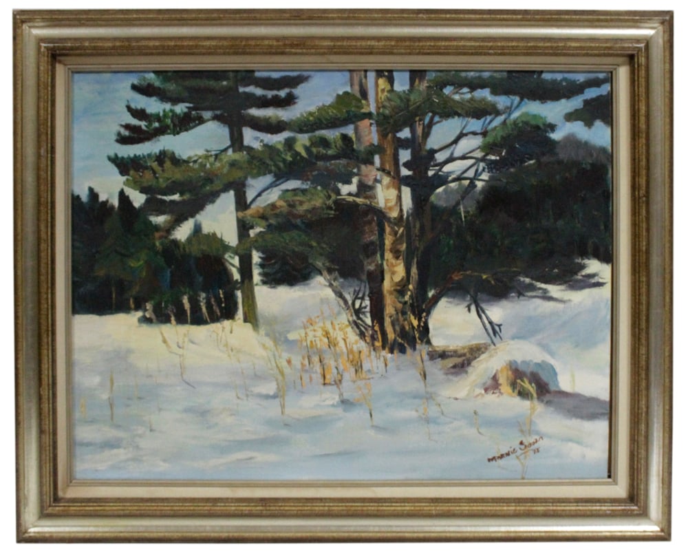 Marnie Souza, Cape Elizabeth Winter Woods, Oil on Board (1 of 4)