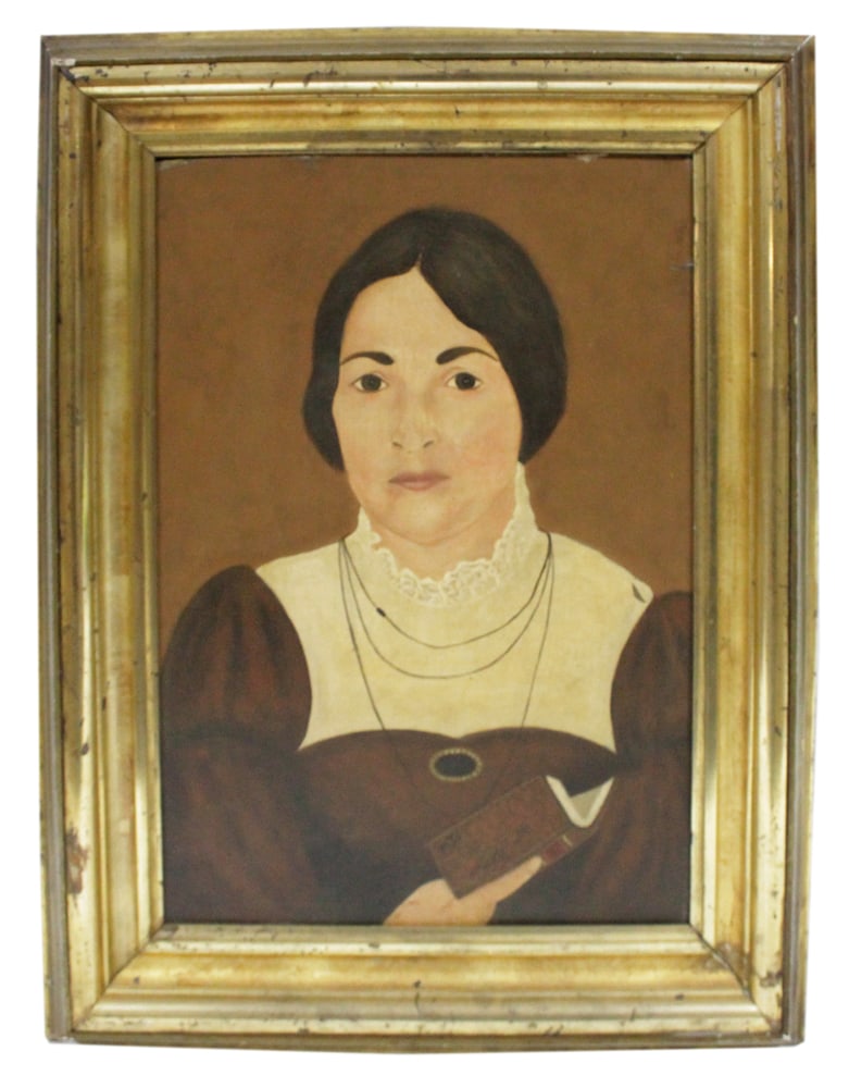 Portrait of Young Lady, Oil on Board: Portrait of a young lady, oil on board, unsigned, 11" x 16", framed 17"x 22". Provenance: Estate of Dalia Zikas, Melrose, Massachusetts.