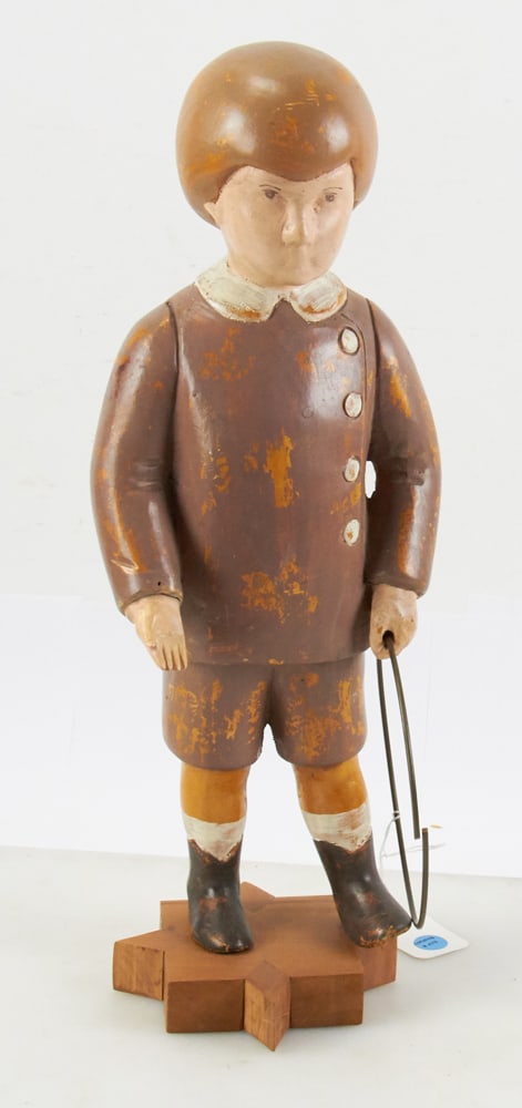 Carved Wooden Store Display, Boy with Hoop Sculpture (1 of 8)