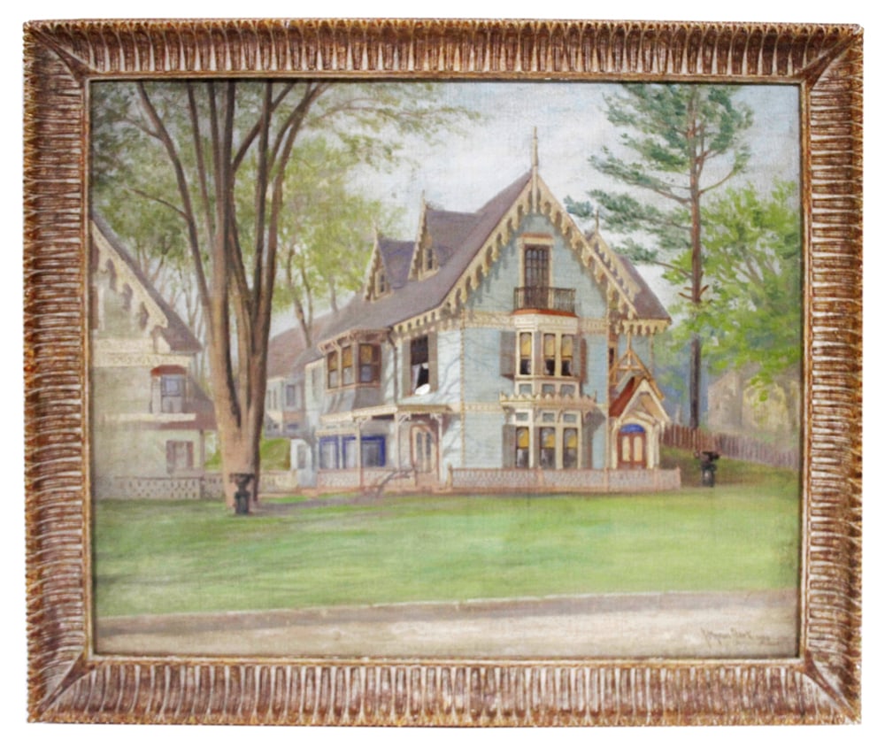 Charles Myron Clark, Victorian Gingerbread-style House, Oil on Canvas (1 of 2)
