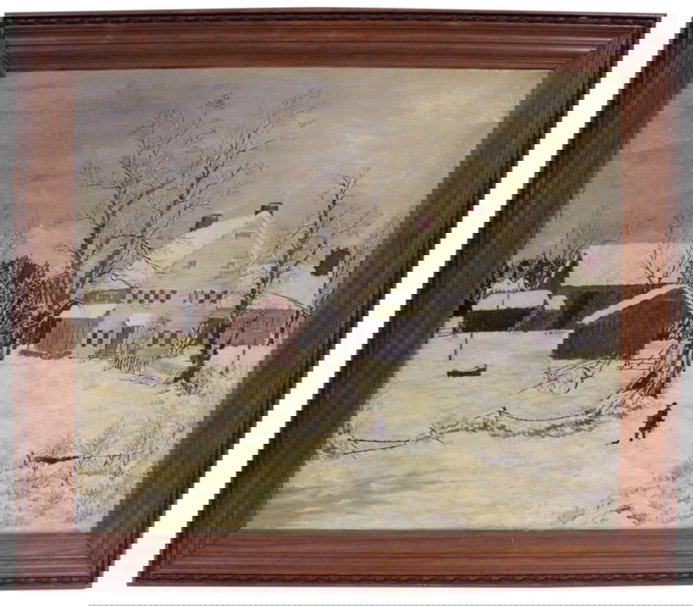 Eddie Gould, Winter, Montpelier, Vermont, Oil on Canvas: Eddie Gould, 1900, winter, Montpelier, Vermont, oil on canvas, 23" x 27", framed 29" x 33". Provenance: Estate of Dalia Zikas, Melrose, Massachusetts.