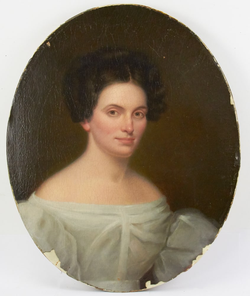 Mid-19thC Oval Portrait, Oil on Canvas (1 of 6)