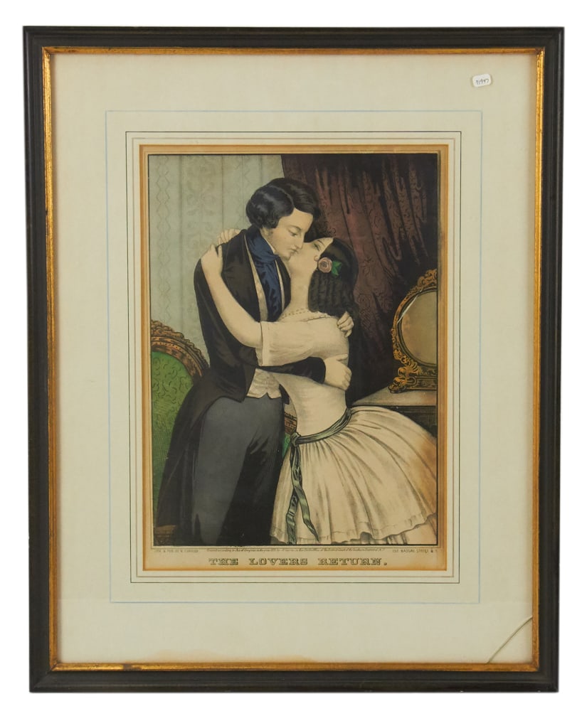Currier and Ives, "The Lovers Return", Lithograph: Currier and Ives, "The Lovers Return", lithograph, published by N. Currier. Provenance: Estate of Dalia Zikas, Melrose, Massachusetts.