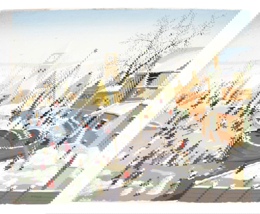 Nikolas, Winter Village, Oil on Canvas (1 of 2)