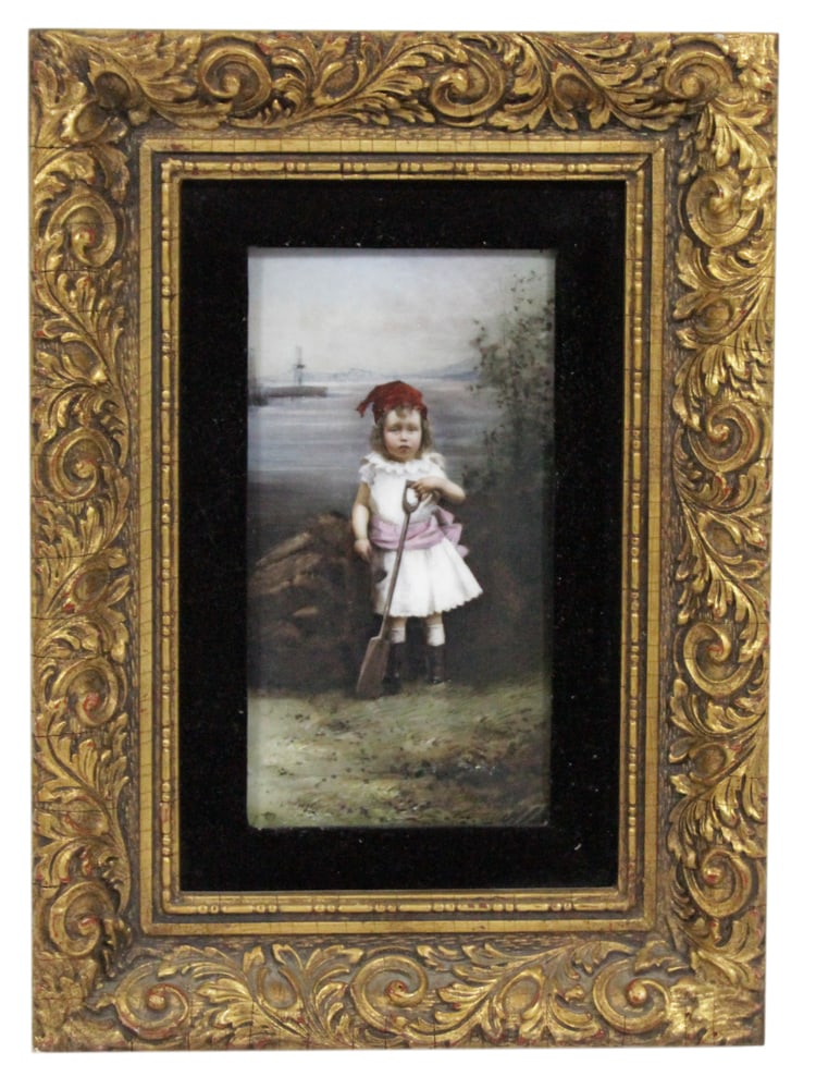 19thC Framed Painting on Porcelain (1 of 3)