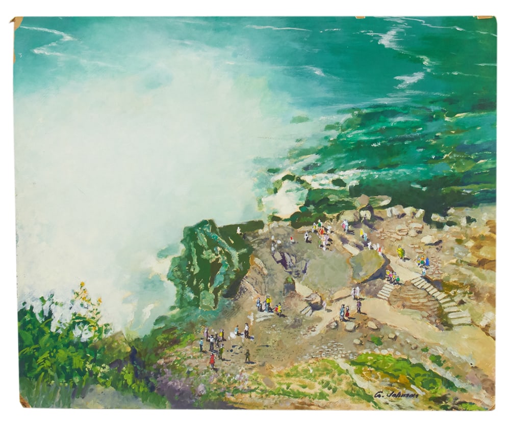 G. Johnson, Thunder Hole, Acadia, Oil on Board: G. Johnson, Thunder Hole in Acadia National Park, oil on board, signed L/R, 22" x 26". Provenance: Estate of Dalia Zikas, Melrose, Massachusetts.