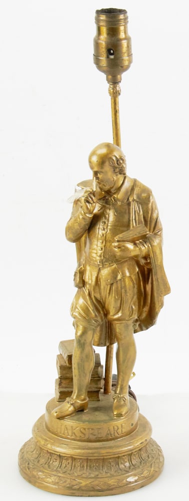 Shakespeare Gilt Metal Table Lamp (1 of 9)