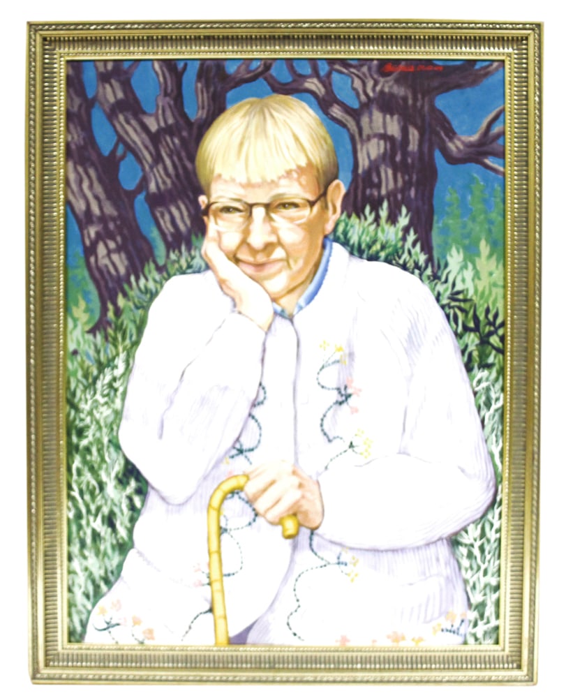 Howard John Besnia, Portrait of Betty Howe: Howard John Besnia (1921-2014), portrait of Betty Howe, oil on gesso panel, signed U/R, 23" x 17", framed 26" x 20". Provenance: Estate of Dalia Zikas, Melrose, Massachusetts.