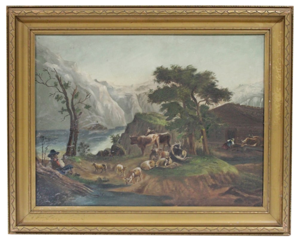 Late 19thC American School, Shepherd, Oil on Board (1 of 4)